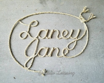 9 LETTER Rope Name Sign, Western/Nautical Rope Name Art, Cowboy Themed Nursery, Man Cave, Business Name Sign, Rustic Decor, Baby's Name