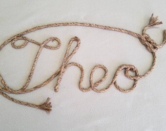 Nom de corde de 4 lettres, nom de corde occidental/nautique, oeuvre d'art rustique, lettres de nom, nom sur le mur, nom de bébé, cadeau de bébé, chambre de bébé occidentale