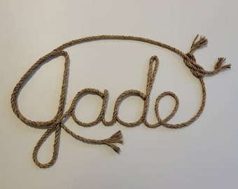 4 LETTER Rope Name Sign,  Western/Nautical Rope Name Art, Cowboy Themed Room, Nautical Themed Room, Rustic Letters, Crib Name