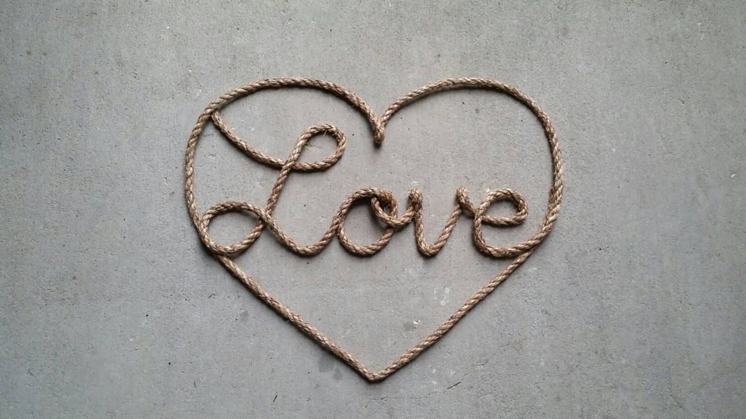 Rope Heart Art- Love Heart Sign, Rope Home Decor, Rustic Heart, Rope ...