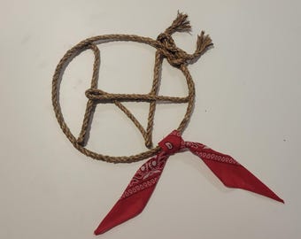 Western Rope Name Art: Initial Lasso WITH a bandanna, Rustic Decor, Western Decor, Personalized Gift