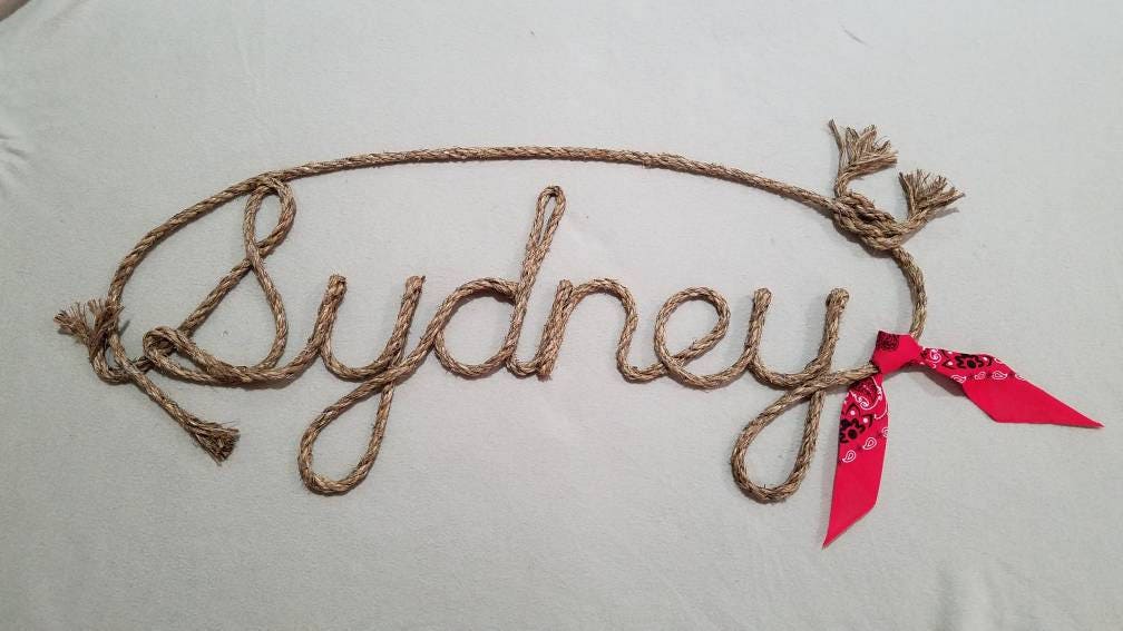 6 LETTER Rope Name Sign Western Rope Name Art WITH BANDANNA Etsy
