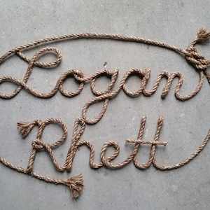10 LETTER Rope Name Sign, Western/Nautical Rope Name Art, Rustic Nursery, Cowboy Room, Personalized Gift, Baby Shower, Wall letters
