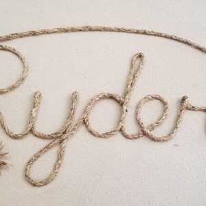 5 LETTER Rope Name Sign, Western/Nautical Rope Name Art, Nautical Themed Room, Rustic Wall Letters, Baby Shower Present, Western Party Prop image 3