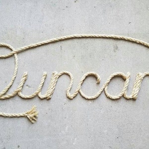 6 LETTER Name Western/Nautical  Rope Name Art, Nursery Decor, Crib Name, Cursive Letters,  Baby Shower Gift, Western decor