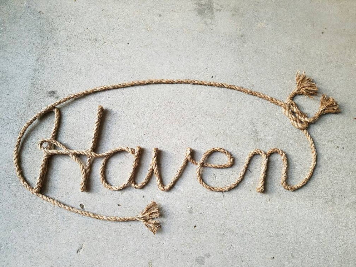5 LETTER Rope Name Sign Western/Nautical Rope Name Art Etsy