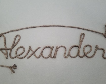 Signe de nom de corde de 8 lettres, nom de corde occidental/nautique, fête nautique, mariage nautique, cadeau de mariage, cadeau de baby shower