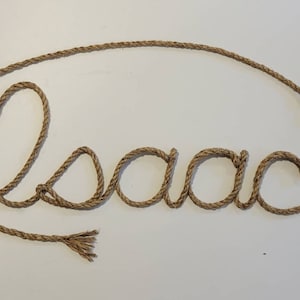 5 LETTER Rope Name Sign, Western/Nautical Rope Name Art, Lasso Name, Cowboy Room, Personalized Name,  Wedding Decor, Rustic Nursery Decor