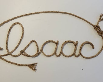 5 LETTER Rope Name Sign, Western/Nautical Rope Name Art, Lasso Name, Cowboy Room, Personalized Name,  Wedding Decor, Rustic Nursery Decor