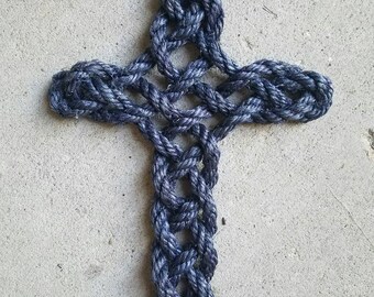 Rope Cross, Twisted Rope Cross, Wall Cross, Religious Home Decor, Rope Artwork, Rustic Decor, Unique Gift, Baptism, Baby Shower gift