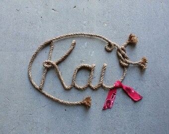 3 LETTRES Prénom en corde western, AVEC BANDANA