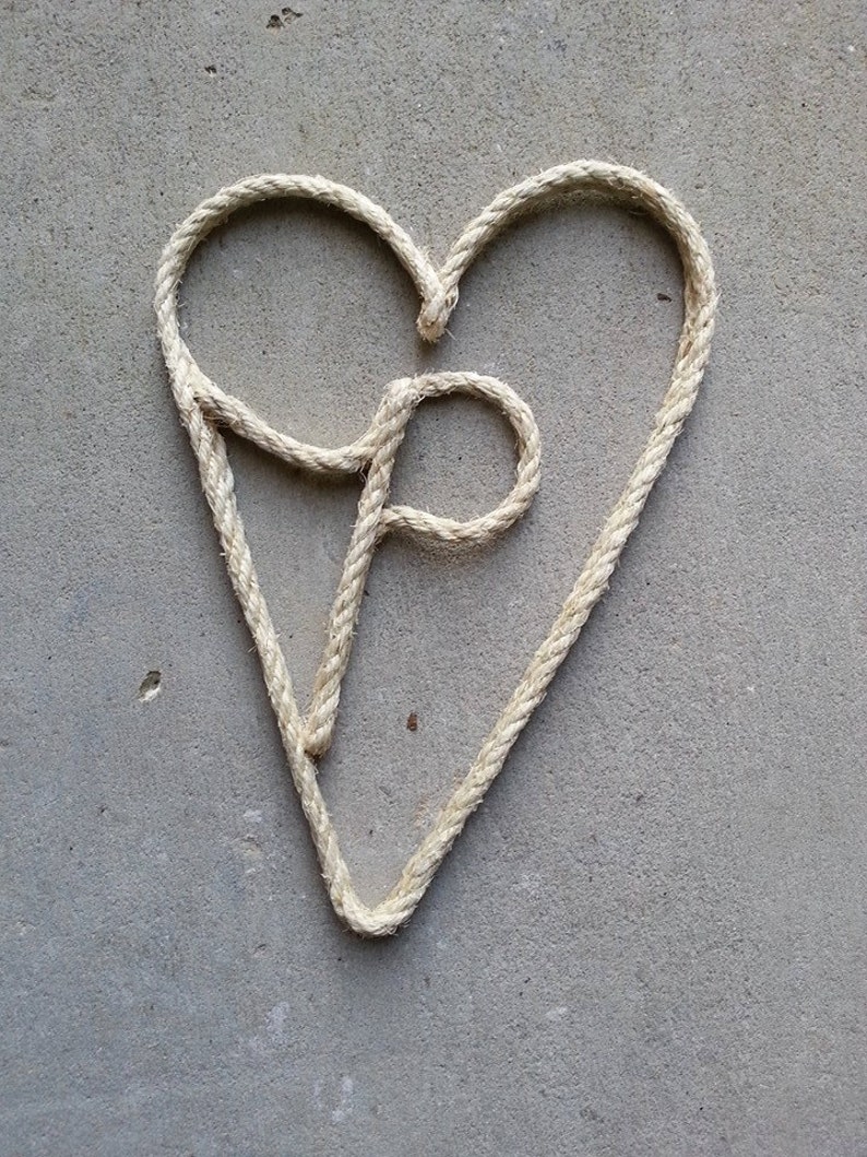 Western/Nautical Rope Art Initial Heart Rope Initial Rope Etsy