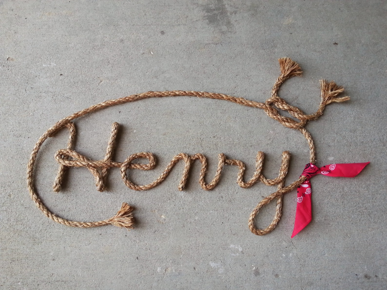 5 LETTER Rope Name Sign, Western Rope Name Art WITH BANDANNA, Cowboy ...