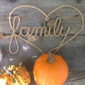 Rope Art- Family Love Rope Art- Love Heart, Rope Home Decor, Rustic ...