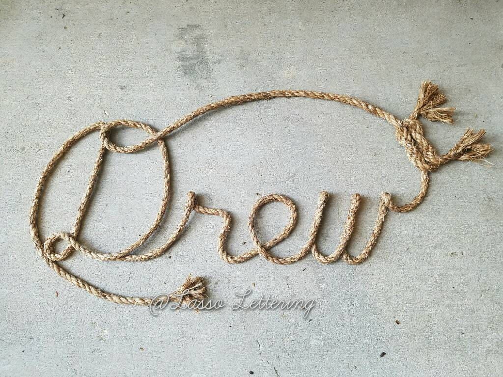 4 LETTER Rope Name Sign Western/Nautical Rope Name Art Etsy