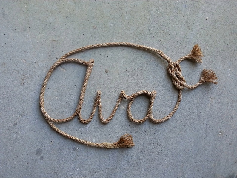 3 LETTER Rope Name Sign Western/nautical Rope Name Art Etsy