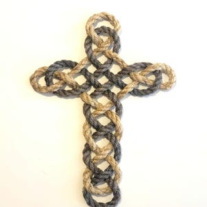 Twisted Rope Cross, Wall Cross, Religious Home Decor, Rope Artwork, Rustic Decor, Unique Gift, Baptism, Baby Shower gift