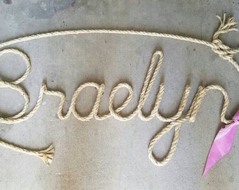 7 LETTRES Prénom Western/Nautical Rope Name Art, AVEC BANDANA