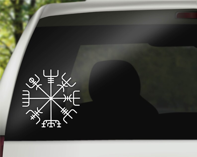 Viking Compass Decal Nordic Compass Vegvisir Runic Etsy