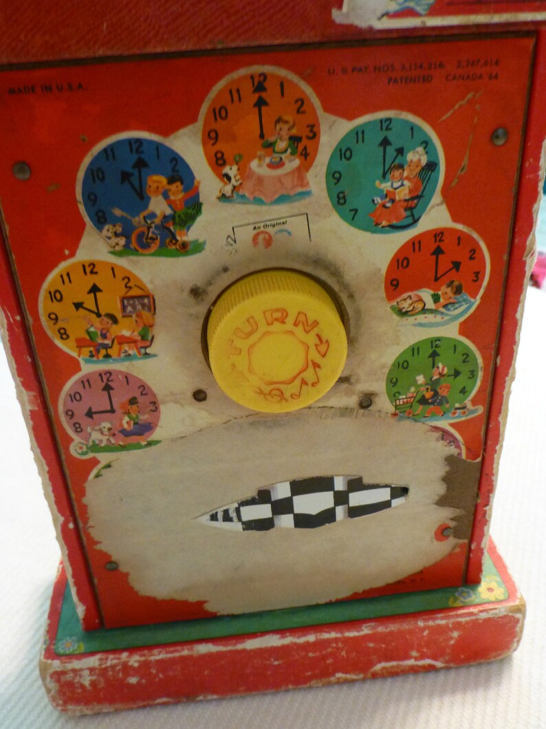 FISHER PRICE Musical Teaching Clock 1960's Bild 2