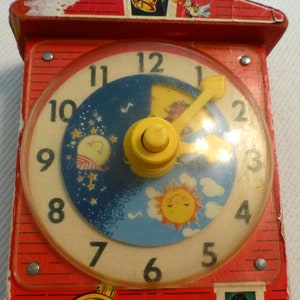 FISHER PRICE Musical Teaching Clock 1960's Bild 1