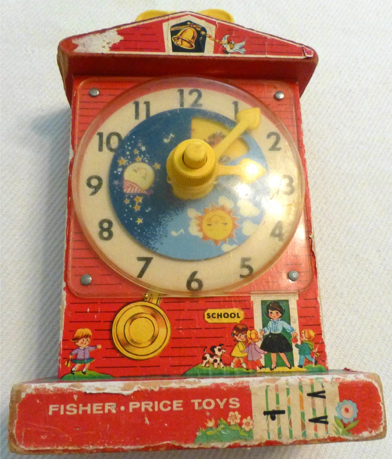 FISHER PRICE Musical Teaching Clock 1960's Bild 4