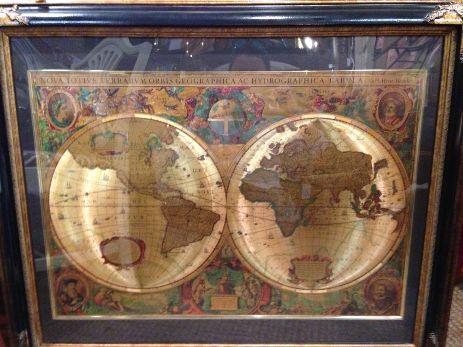 Manifestations Inc Old World Maps Antique Large Frame Black | Etsy