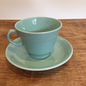 Wood's Ware 1950s Beryl Green Cup and Saucer image 1