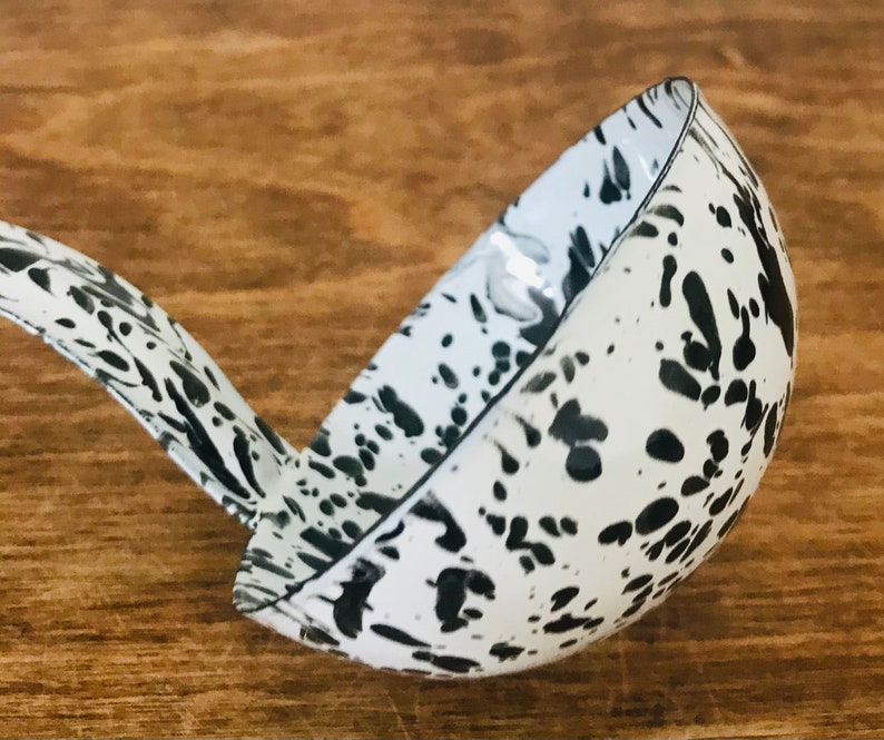 Enamel black and white ladle image 2