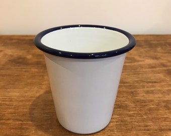Enamel tumbler white and navy blue
