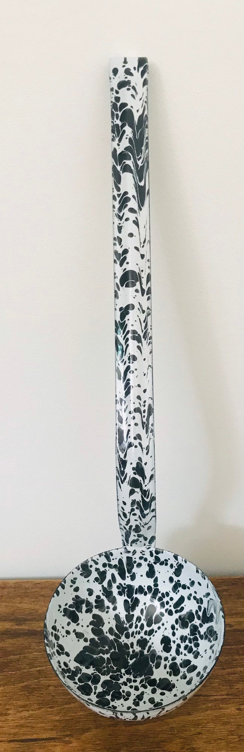 Enamel black and white ladle image 4