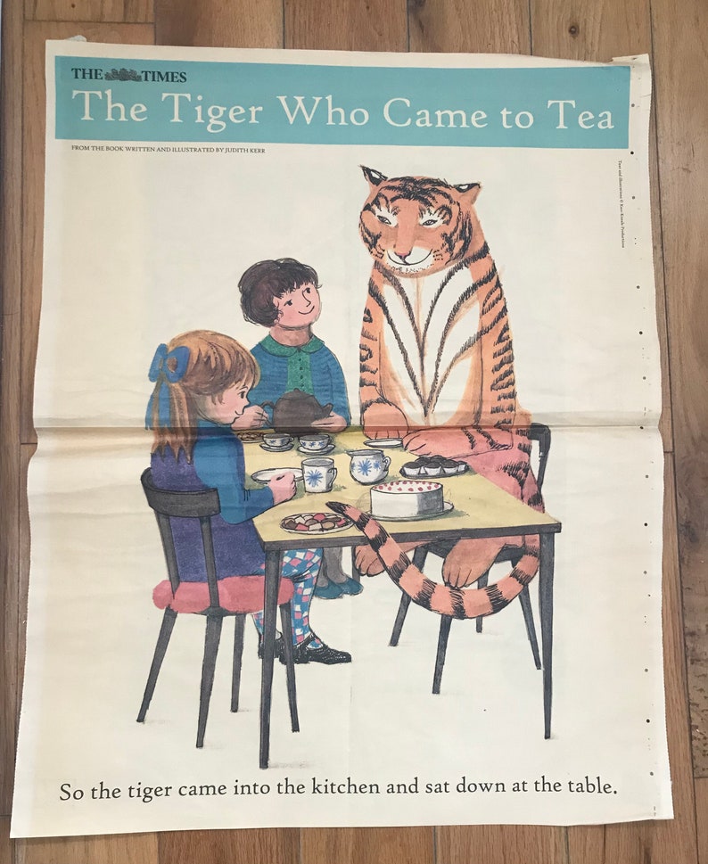 Double sided poster Judith Kerr The Tiger Who Came to Tea The Times Newspaper image 1