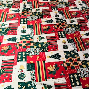Vintage Christmas cotton tablecloth