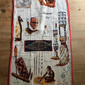 Vintage linen tea towel Aboriginal Art Australia