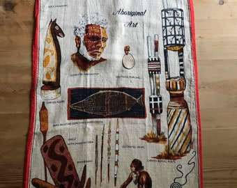 Vintage linen tea towel Aboriginal Art Australia