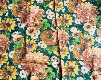 Vintage sunflower floral curtain panel