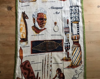 Vintage linen tea towel Aboriginal Art Australia