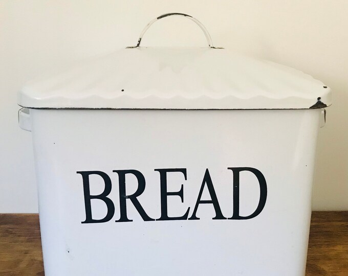 Vintage Enamel Bread Bin Etsy