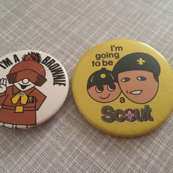 Brownie and Scout vintage badges