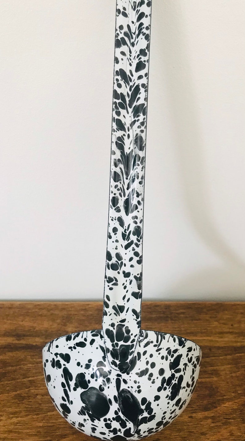 Enamel black and white ladle image 5