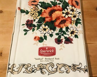 Vintage Tablecloth Sparwick Northern Ireland Square floral