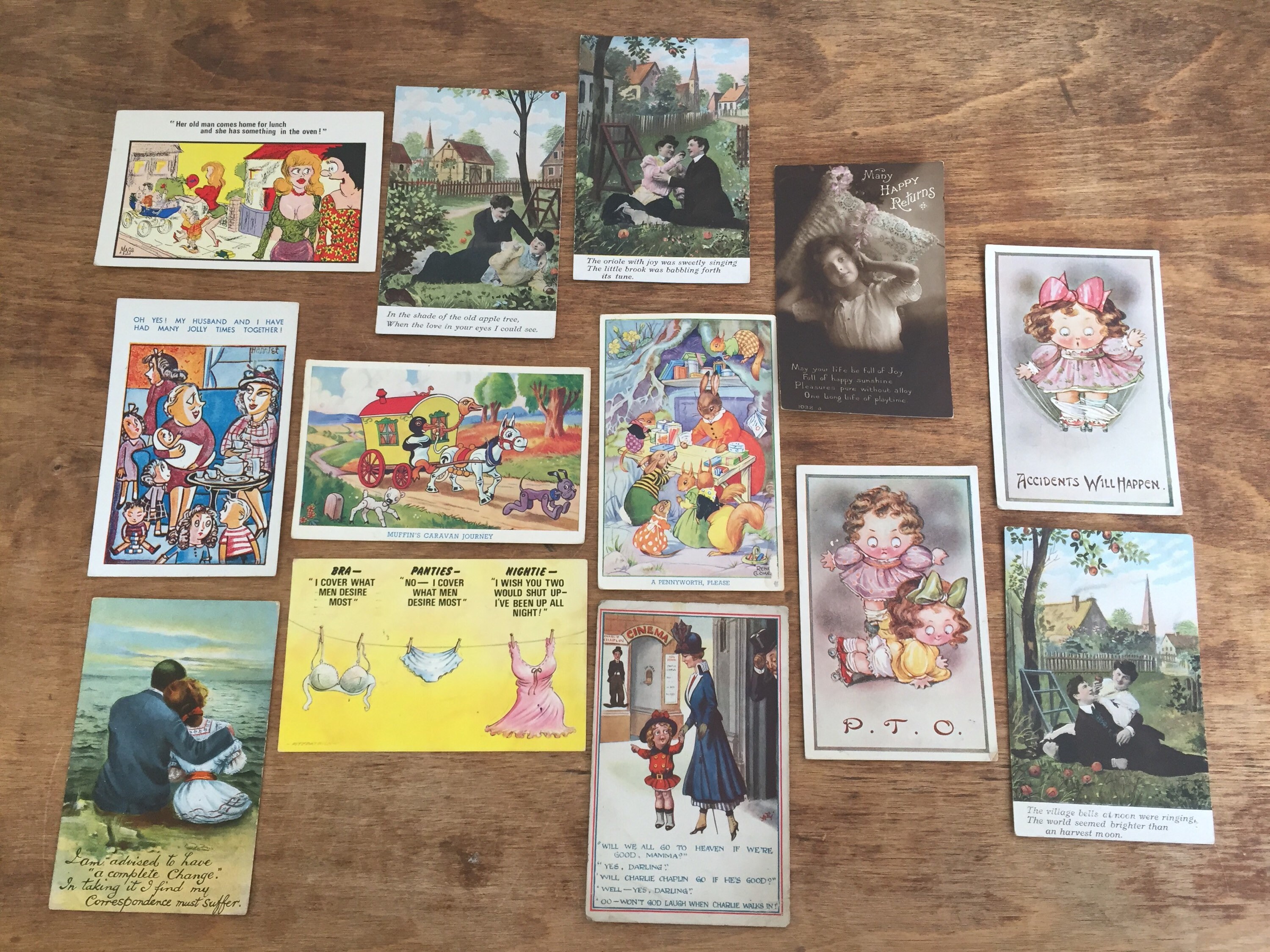 Image of 13 Vintage Postcards "20's, "60's, "70's
