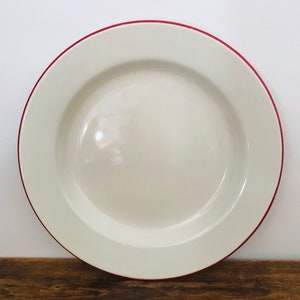 Enamel plate cream with red trim