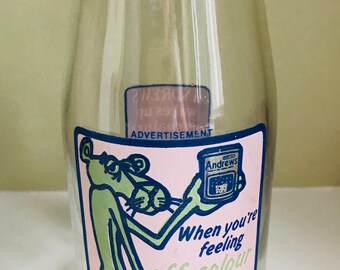 1980's milk bottle Pink Panther Andrews advertisement