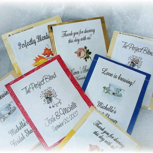 30 Personalized Bridal Shower Wedding Tea Bag Labels Stickers Favors