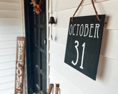 Halloween Wreath Sign, Rustic Halloween, Outdoor Halloween Decor, Spooky Home Decor, October 31st Front Porch Sign