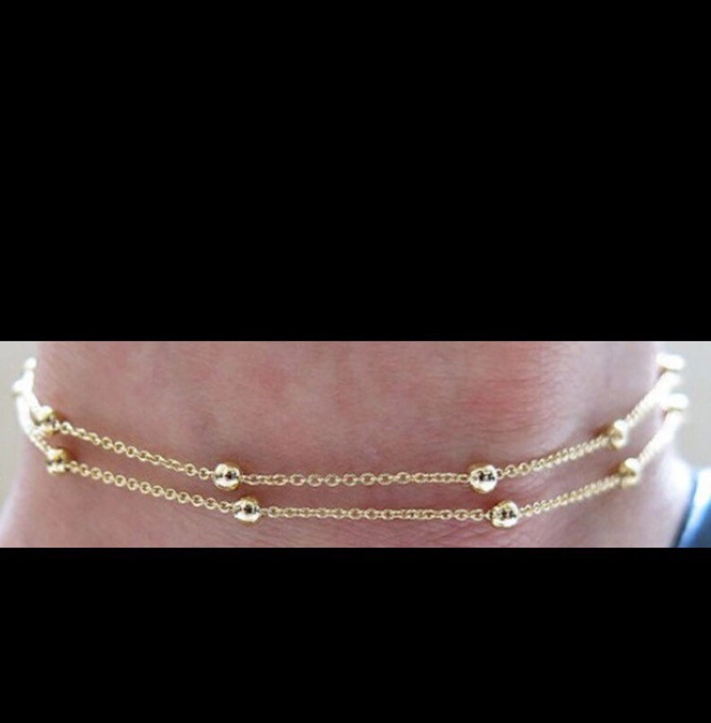 Gold ball bead anklet