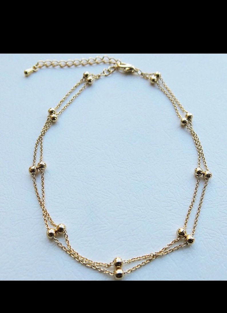 Gold ball bead anklet