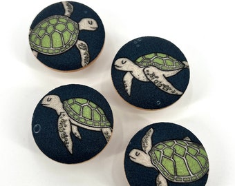 Sea Turtle Fabric Drawer Knob Pulls - Set of 4 - Nursery Decor