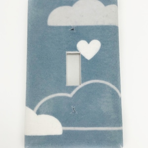 Cloudy Sky Fabric Covered Single Light Switch Cover Switch Plate / Outlet cover / Safari Animals / Kid's Room / Nursery Decor / baby shower